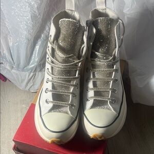 Steve Madden Shaft Rhinestones embellished High-Top Platform Sneakers. Size 10M